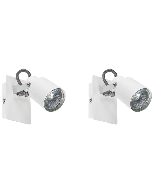 Set med 2 vägglampor Vit Metall Konformad Spotlight Design