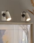 Miniatyrbillede 2 af 7: Sæt med 2 væglamper Hvid Metal Justerbar Arm Industrial