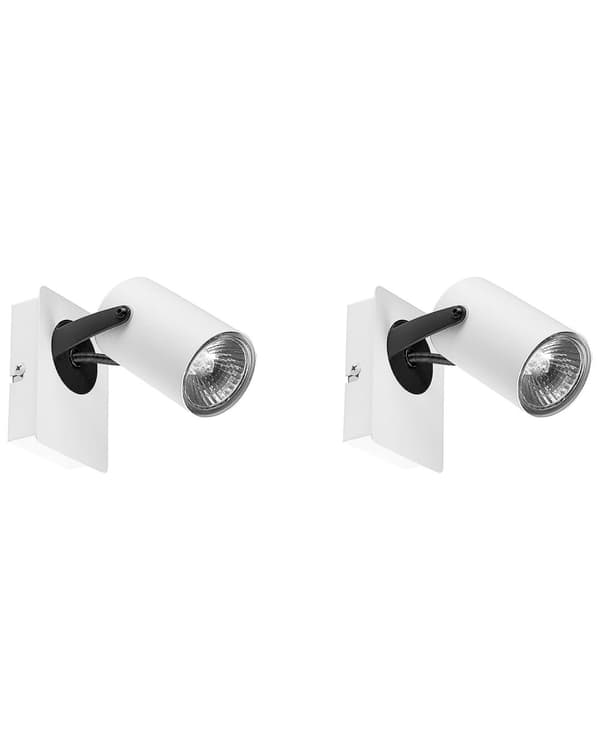 Sæt med 2 væglamper Hvid Metal Justerbar Arm Industrial