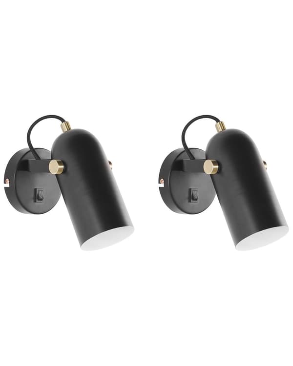 Vägglampa Svart Metall 17 cm Spotlights Justerbar Lampskärm Industriell Stil Lampa För Sovrum Vardagsrum