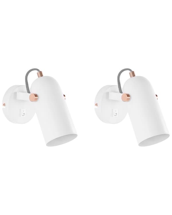 Vägglampa Vit Metall Vägglampa 17 cm Justerbar Lampskärm Industriell Stil Lampa För Sovrum Vardagsrum