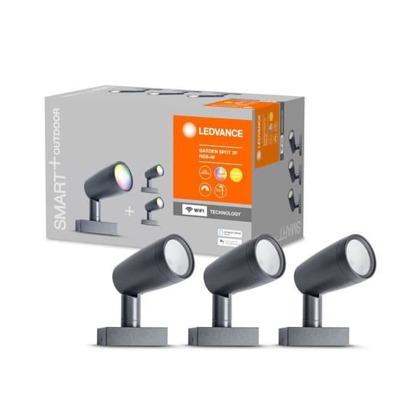 WiFi trädgård LED-spotlight - LEDVANCE SMART+ - Paket med 3 - Utbytbara RGB-färger - Dimbar