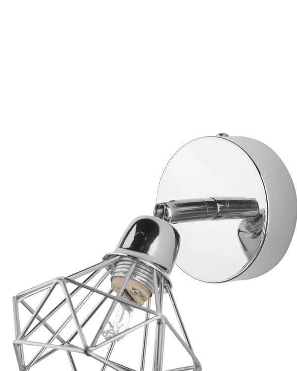 Vegglampe Sølv Metall Burskjerm Justerbar Moderne Industriell