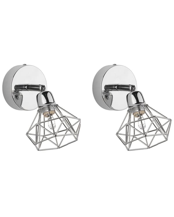 Vegglampe Sølv Metall Burskjerm Justerbar Moderne Industriell