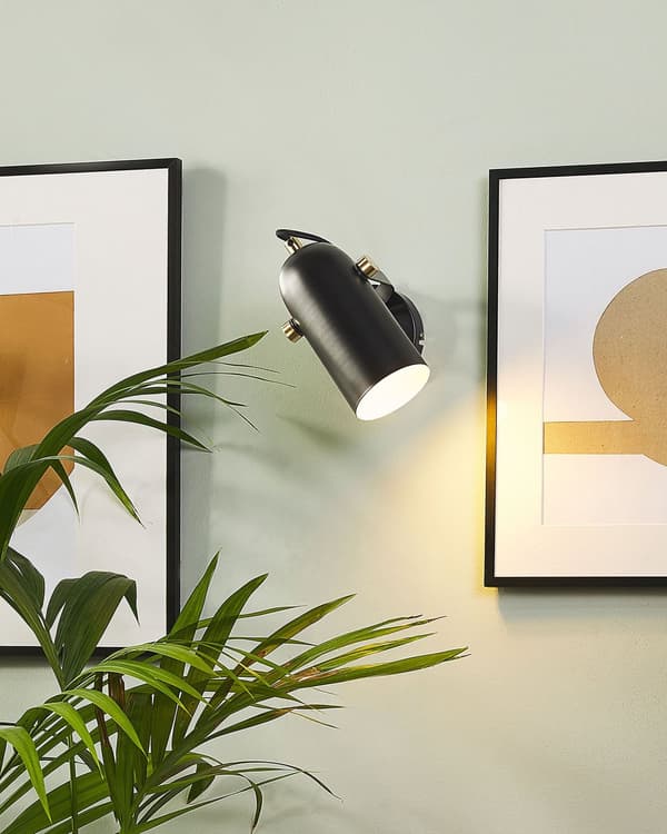 Vegglampe Svart Metall 17 cm Spotlight Skjerm Justerbar Industriell Hjemmekontor