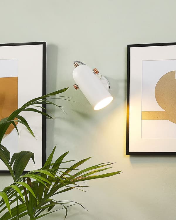 Vegglampe Hvit Metall 17 cm Spotlight Justerbar Industriell Hjemmekontor