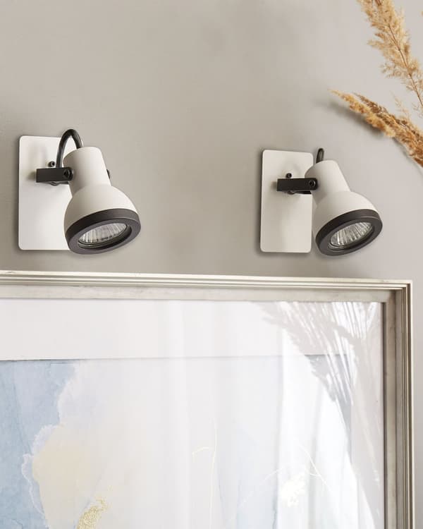 Sett med 2 vegglamper Svart Hvit Metall Spotlight 1 lys Justerbar svingarm Moderne