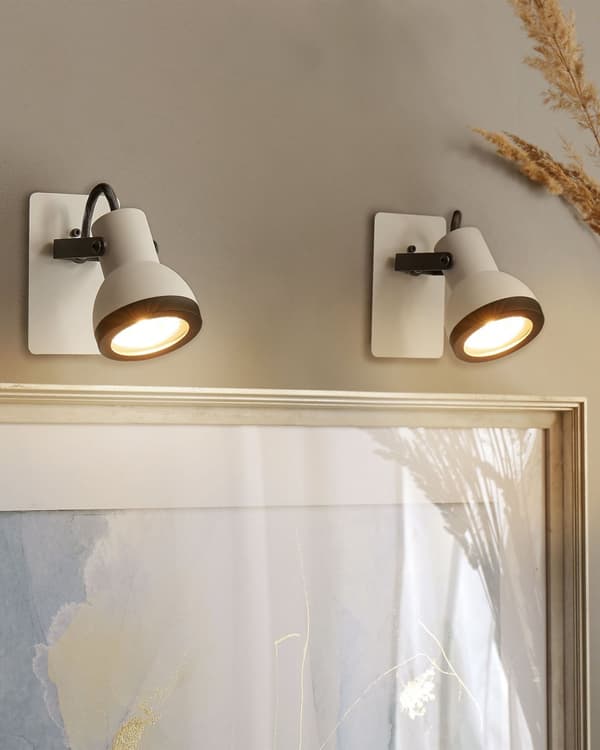 Sett med 2 vegglamper Svart Hvit Metall Spotlight 1 lys Justerbar svingarm Moderne