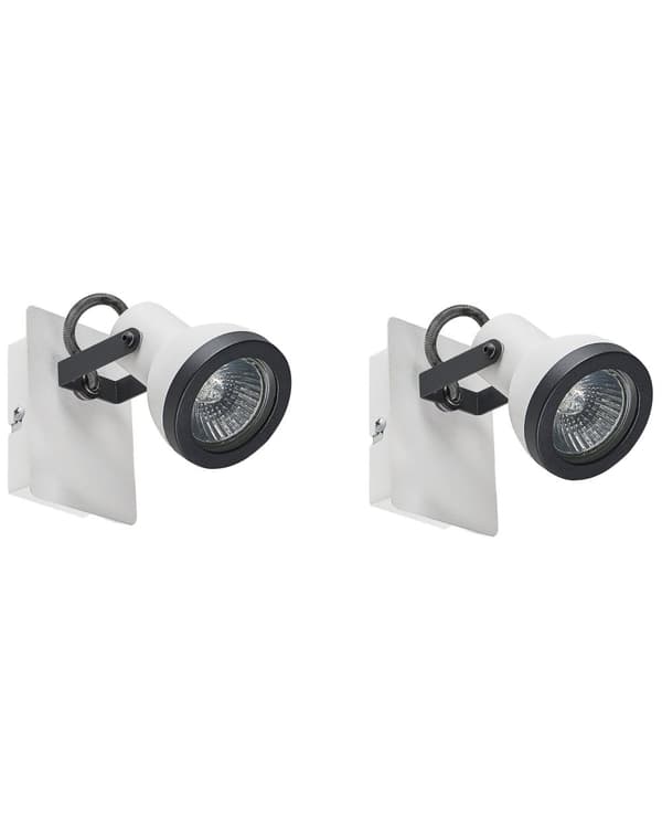 Sett med 2 vegglamper Svart Hvit Metall Spotlight 1 lys Justerbar svingarm Moderne