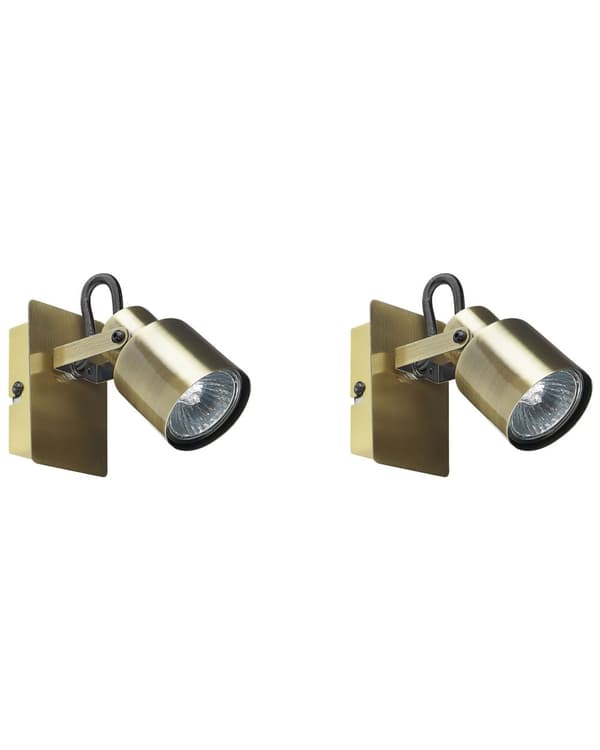 Sett med 2 vegglamper Messing Metall ø 50 cm Svingarm Kjegleformet Spotlys Moderne