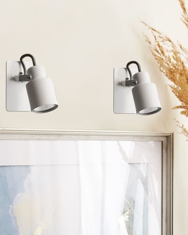 Sett med 2 vegglamper Hvit Metall ø 50 cm Svingarm Kjegleformet Spotlys Moderne