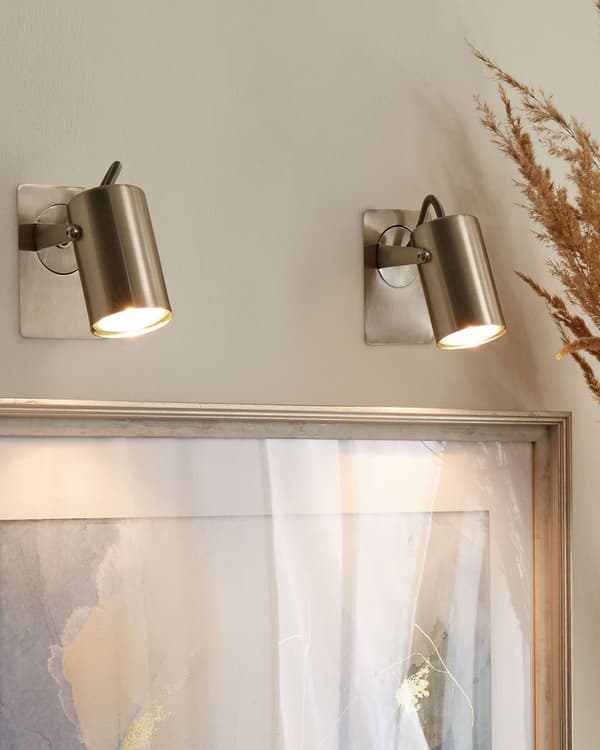 Sett med 2 Vegglamper Sølv Metall Justerbar Arm Industriell Stil Stue Moderne