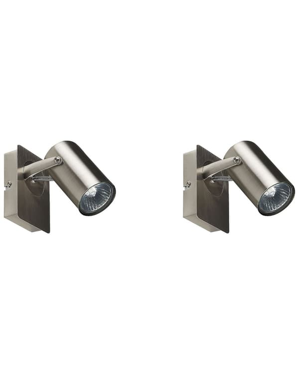 Sett med 2 Vegglamper Sølv Metall Justerbar Arm Industriell Stil Stue Moderne