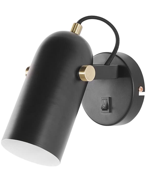 Sett med 2 Vegglamper Svart Metall 17 cm Skjerm Justerbar Industri Hjemmekontor