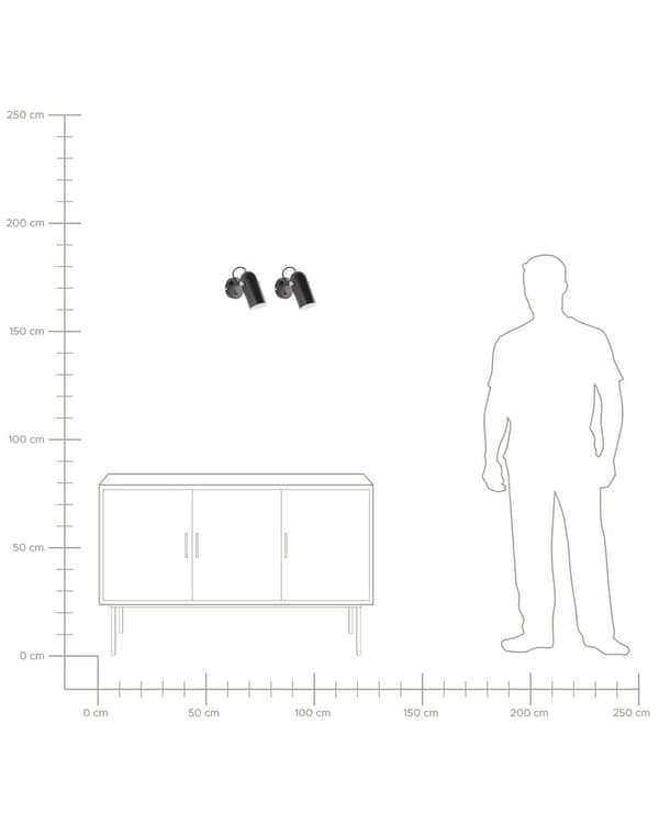 Sett med 2 Vegglamper Svart Metall 17 cm Skjerm Justerbar Industri Hjemmekontor