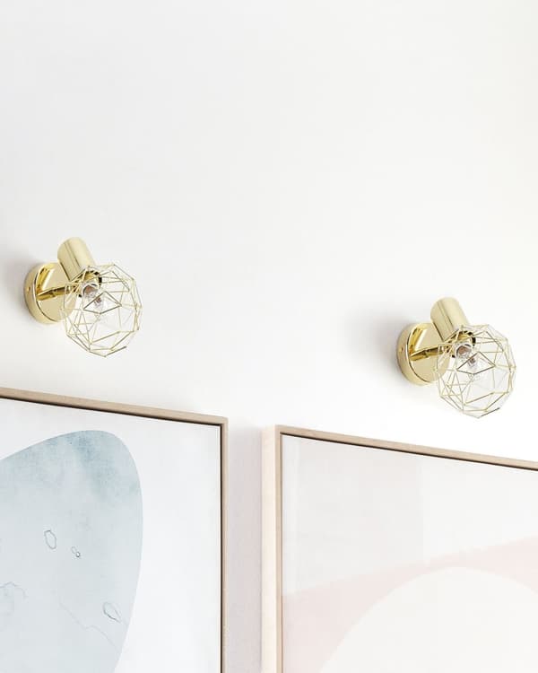 Sett med 2 vegglamper Gull Metall Burskjerm Justerbar lysposisjon Moderne Glamourøs stil