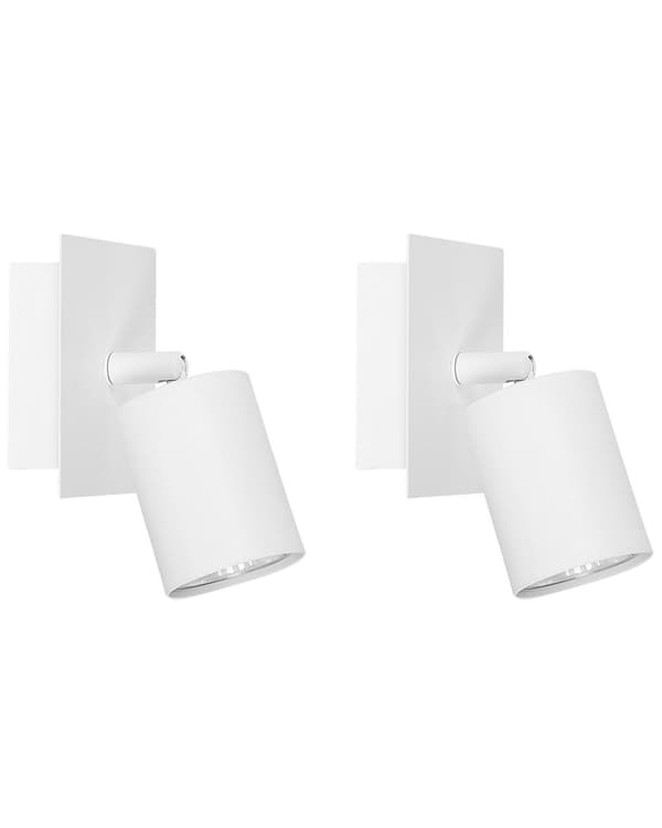 Sett med 2 vegglamper Hvit Metall Justerbar skjerm Glam Minimalistisk design Soveromsbelysning