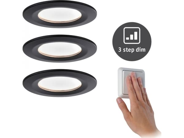 Paulmann 94474, Nedtryckbar spotlight, 1 lampor, LED, 10 W, 2700 K, Svart