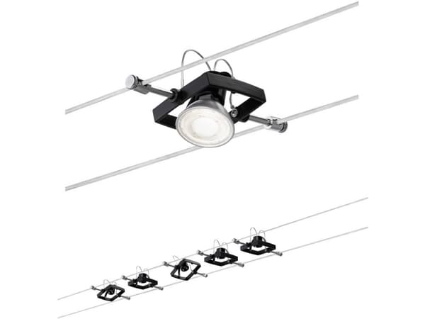 Paulmann Mac II, Spotlight på skinne, GU5.3, 5 ampuller, LED, 230 V, Sort Sort