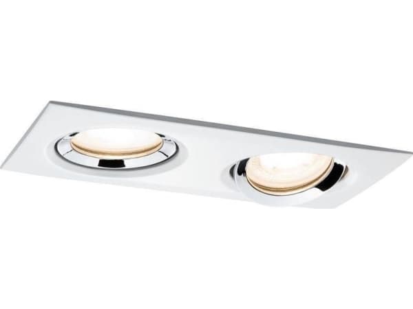 Paulmann 936.76, Innsunket spotlight, GU10, 1 ampuller, LED, 4000 K, Kromfarget, Hvit Kromfarget, Hvit