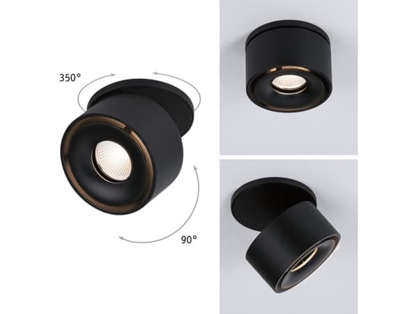 Paulmann Spircle, Utanpåliggande spotlight, 1 lampor, LED, 3000 K, 530 LM, Svart