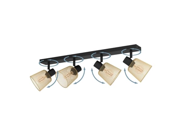 EGLO COSLADA spotskinne i sort og messing, 4L