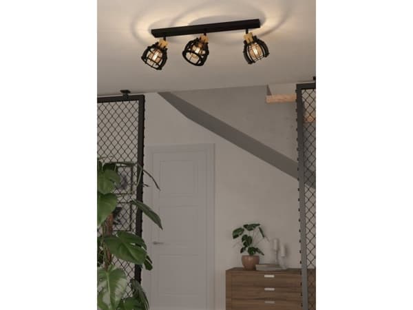 EGLO STILLINGTON 1 SPOTLIGHT SKENA 3XE27 SVART/NATUR FSC