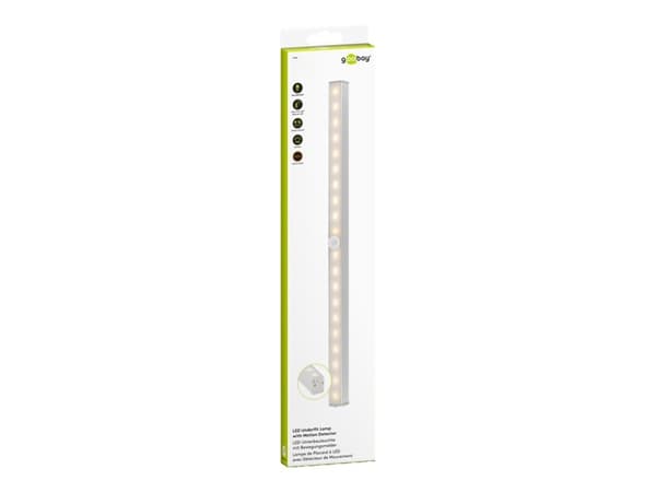 goobay - Belysning under skåp - LED - 2.2 W (motsvarande 9 W) - varmt vitt ljus - 3000 K - silver