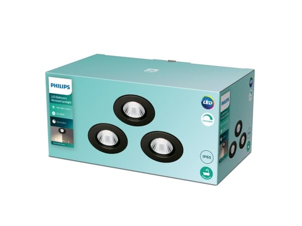 Philips Funktionell Dive infälld lampa, Nedtryckbar spotlight, Glödlampan/-lamporna kan inte bytas ut, LED, 2700 K, 350 LM, Svart
