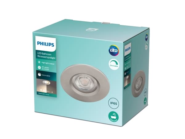 Philips Funktionell Dive infälld lampa, Nedtryckbar spotlight, Glödlampan/-lamporna kan inte bytas ut, LED, 2700 K, 350 LM, Nickel