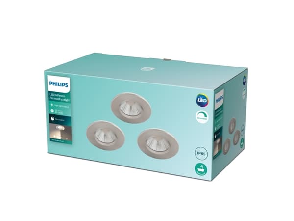 Philips Funksjonell Innfelt Dive-lampe, Innsunket spotlight, Ikke-utskiftbare pærer, LED, 2700 K, 350 lm, Nickel