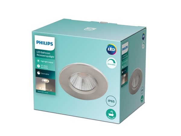 Philips Funktionell Dive infälld lampa, Nedtryckbar spotlight, Glödlampan/-lamporna kan inte bytas ut, LED, 2700 K, 350 LM, Nickel