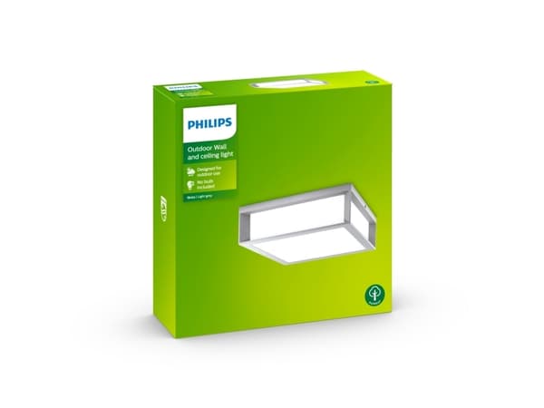 Philips EcoMoods Utendørs lysarmaturer, Vegglys, Grå, Aluminium, IP44, Hage, Terrasse, II