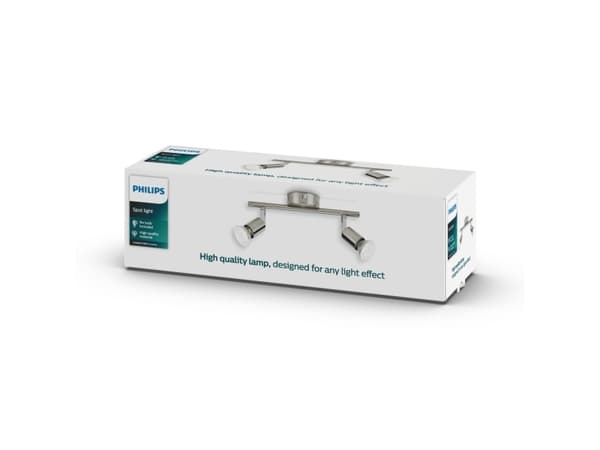 Philips myLiving Limbali tak-/väggspotlight 2 x, Skena för spotlight, GU10, 2 lampor, LED, 230 V, Krom