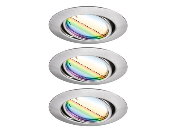 Paulmann Base, Nedtryckbar spotlight, 1 lampor, LED, 14,7 W, 6500 K, Borstat järn