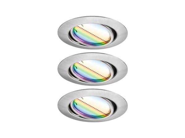 Paulmann Base, Innsunket spotlight, 1 ampuller, LED, 14,7 W, 6500 K, Børstet jern Børstet jern