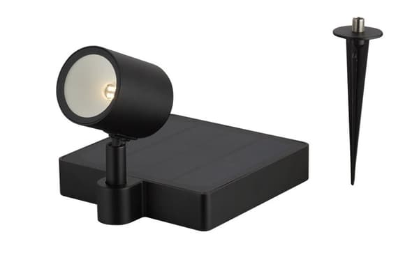 Svart spotlight för utomhusbruk med solpanel