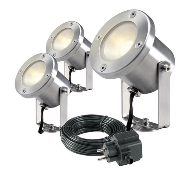 Trädgårdsljus 3-delade LED-spotlights Catalpa rostfritt stål