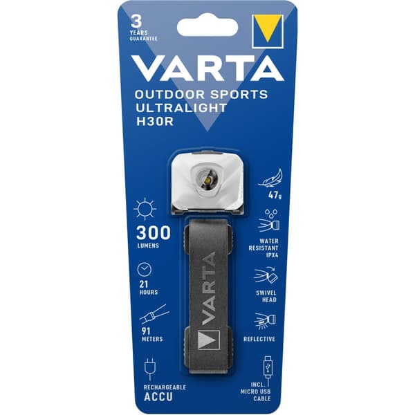 Varta Outdoor Sports Ultrakevyt H30R Otsalamppu 300 lm Valkoinen