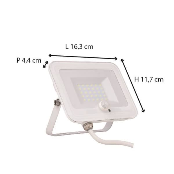 Slim LED projektor med rörelsedetektor IP65 - Voltman - Vit