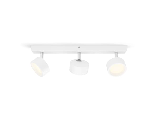 Philips Bracia-spotlys til tak/vegg, 3 stk., Spotlight på skinne, 3 ampuller, LED, 2700 K, 1650 lm, Hvit Hvit