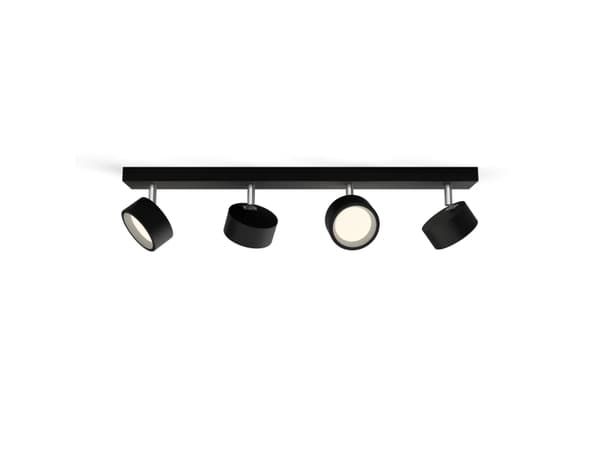 Philips Bracia tak-/veggspotlight, 4x, overflatespotlight, LED, 2700 K, 2200 lm, 220 - 240 V, svart Sort