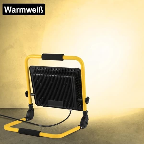 XMTECH utomhus LED strålkastare med fäste och strömkabel - 100W varmvit - LED utomhusspotlight - IP66
