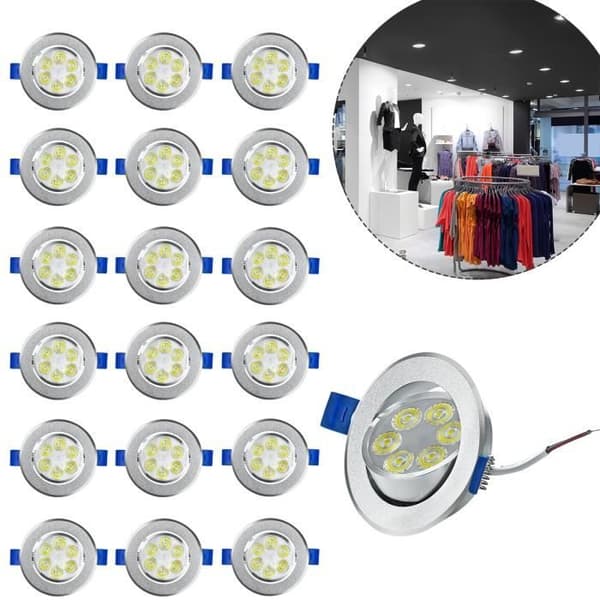 LZQ Set med 20 infällda led spotlights, infälld taklampa 3W Extra platt rund downlight takspotlight - kall vit