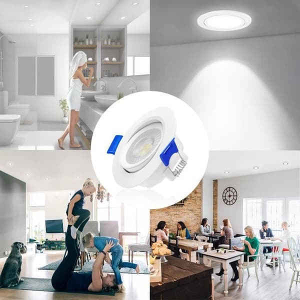 SPOTS - LZQ - Set med 20 5W inbyggda LED-spots - Kallvit - Justerbar vinkel - Energisparande