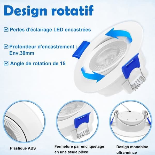 SPOTS - LZQ - 20-pack LED Spotlights Embedded 5W - Varm vit - Justerbar vinkel - Energibesparing