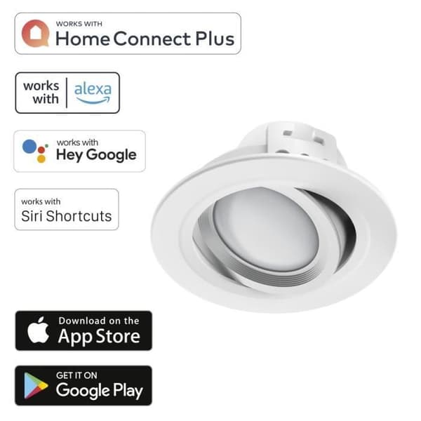 WIFI LED INfälld SPOTLIGHT, 5W, RÖSTKONTROLL-APP, JUSTERBAR, VIT