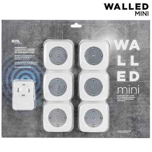 WallLED Mini LED spotlights med fjärrkontroll (pack om 6)