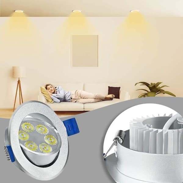 YUENFONG Paket med 20 3W LED-infälld spotlight, extra platt rund infälld spotlight-taklampa för vardagsrum, sovrum och kök, kall vit