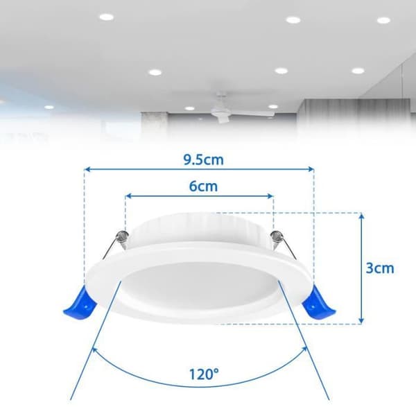 YUENFONG Paket med 20 5W LED-infälld spotlight, extra platt rund infälld spotlight-taklampa för vardagsrum, sovrum och kök, kall vit